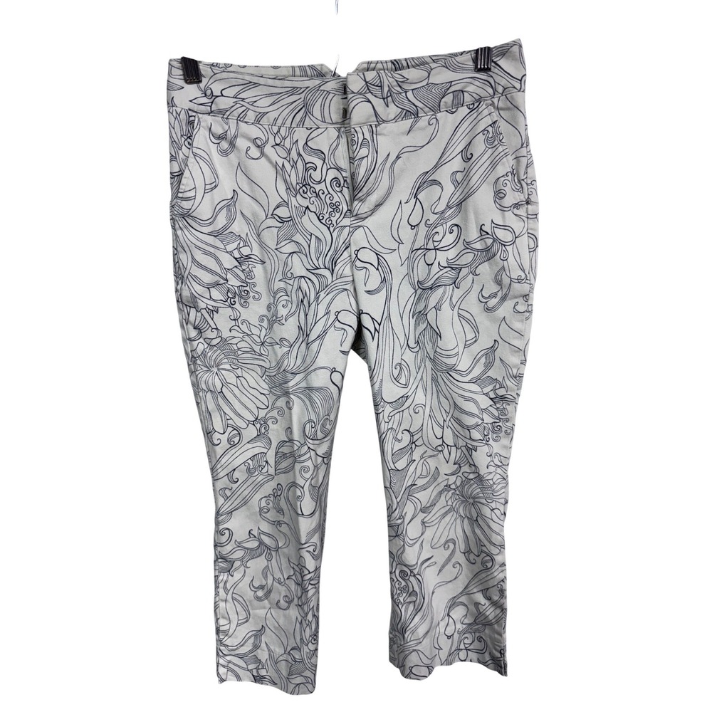 Dockers 6 Petite Ivory Floral Crop Pants‎ Women's Stretch Casual Chino